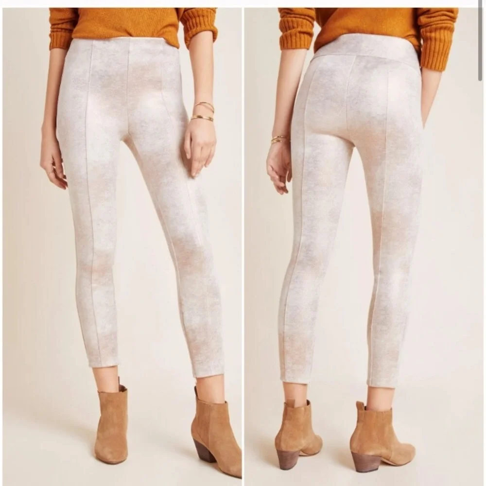 Anthropologie Sueded Metallic Leggings NEW